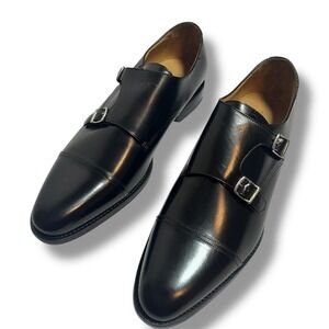 Men Suitsupply Black Double Monk Strap Leather Size EU46 UK12 US13